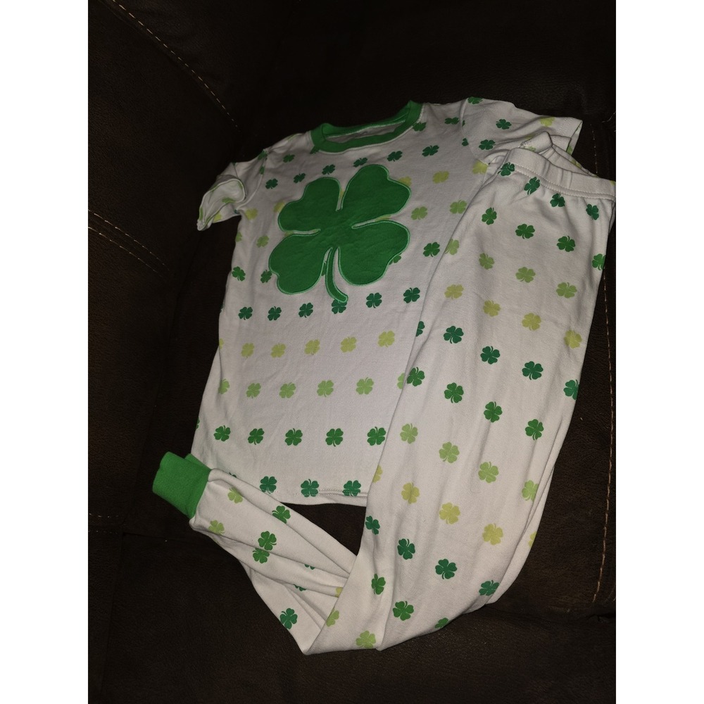 Gymboree st Patrick's day 4 leaf clover pajamas sleep size 10